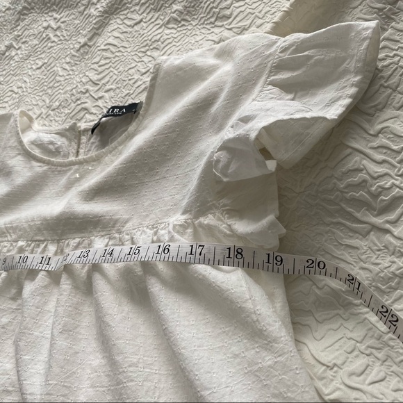 AKIRA white boho ruffle mini dress short sleeves - Picture 9 of 11